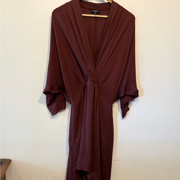 Aritzia Bababton Cuthbert draped dress in burgundy silk - Picture 1 of 6